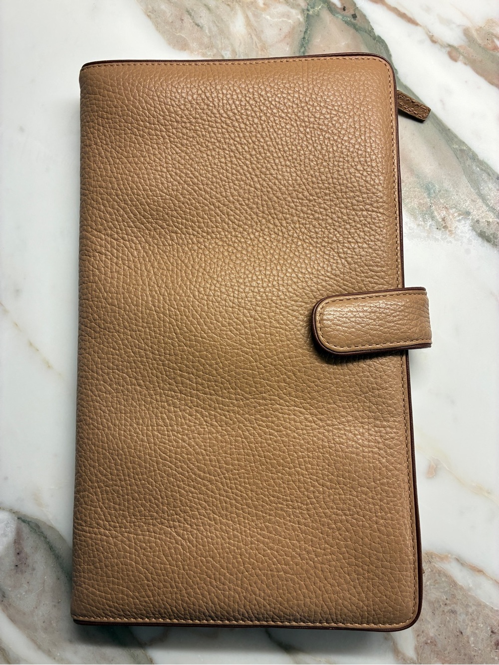 Red Envelope Tan Pebbled Leather Jewelry Travel Case